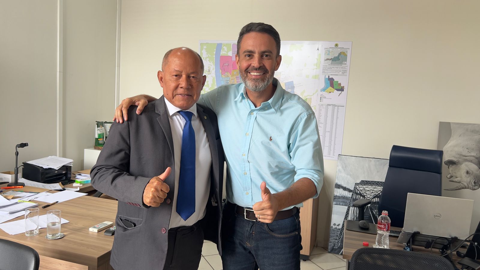 Coronel Chrisóstomo e prefeito Léo Moraes anunciam ordem de serviço para obras de pavimentação no distrito de União Bandeirantes